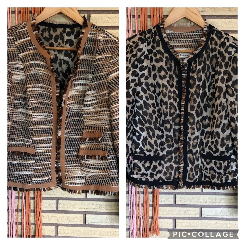Tan/ Leopard Print Women's Blazer
